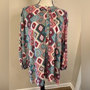 Tendency colorful geometric patterned top lightweight boho eclectic versatile XL